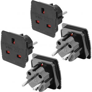 KALANKA-Lot de 4 Adaptateurs de Voyage UK vers EU, Adaptateur Prise Anglaise vers Prise Fran&ccedil;aise, UK 3 Broches vers EU 2 Broches, Cet Adaptateur pour l&iquest;Europe, France, Espagne, Allemagne, Noir - Neuf