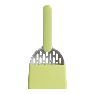 Hjlian (Boite Simple Grise + Verte) Ensemble De Pelle A Litiere Pour Chat Pelle De Nettoyage Des Excrements De Chat (27*13*5,5 Cm) Avec Ruban Adhesif Double Face Pour Fixer La Base - Neuf