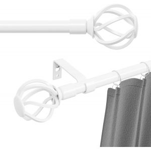 Tringle à rideaux blanche pour fenêtres de 122 à 223,5 cm avec embouts en cage,1,6 cm de diamètre avec supports,tringle à rideaux réglable pour chambre à coucher,salon - Neuf