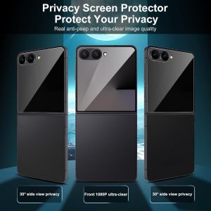 Trahoo-Pour Samsung Galaxy Z Flip 7 5g/ Z Flip7 5g Anti-Espion Verre Trempé, 2+1 Pièces Anti-Spy Arrière Protection Écran + Caméra Lentille Protecteur Film, Sans Bulles Privacy Protecteurs D'écran - Neuf