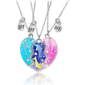 Collier D'amitié Pour 3 Filles,Pendentif Magnétique Assorti En Forme De Coeur,Colliers Bff Pour Soeur - Neuf