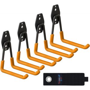 Crochet Mural Garage 10PC, Rangement Garage,Crochet Mural en Acier Avec 3 Soudures au Lieu de 2 Plus Fortes pour &Ecirc;chelle,V&eacute;los,Tuyaux,Outils &eacute;lectriques(Noir) - Neuf