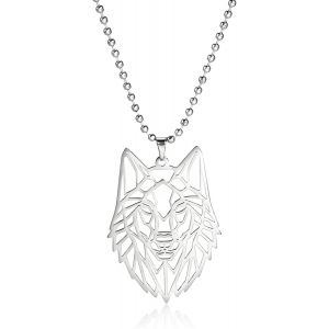 Tianyi-Collier Pendentif En Forme De Loup Squelette, &Eacute;l&eacute;ments De T&ecirc;te D'animal Classique Bois For&ecirc;t Nature Charme Bijoux En Acier Inoxydable Cadeau Pour Gar&ccedil;ons Hommes Filles - Neuf