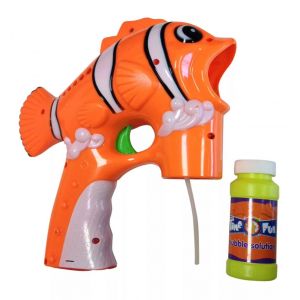 Pistolet &agrave; Bulles Poisson Clown Orange en Plastique avec 2 Recharges Id&eacute;al pour Enfants Jeu d'Ext&eacute;rieur Bubble Gun - Neuf