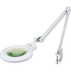 Subzonal-Xl Lampe Loupe Led Bifocale &iquest; Lentille Acrylique 18cm, 5d/20d, 1 600 Lumens, Intensit&eacute; R&eacute;glable Avec 3 Modes D&iquest;&Eacute;clairage, Lampe Pour La Lecture Et Les Loisirs Cr&eacute;atifs (Cct Avec Pince, Blanc - Neuf