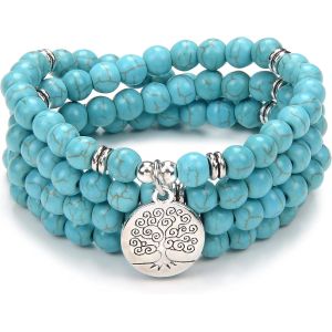 Eryi-108 Mala Perles Bracelet-Méditation Balance Arbre De Vie Bracelet-Méditation 108 Mala Collier - Neuf
