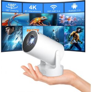 ChenQuanSarl-Mini Vidéoprojecteur 4 K, Smart Projecteur 4K Fhd 1080P, Prend En Charge Android 11.0, Projecteur Téléphone Portable, Petit Extérieur, Rotatif À 180°, Haut-Parleur Soundbass 5 W, Correct - Neuf