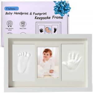 Yemaesre-Cadre Empreinte Main Pied Bebe Avec Argile, Kit Empreinte Bebe Avec Nom Pour Cadeau Bebe Naissance, Cadre Empreinte Bébé Avec Argile Anti-Fissuration-Blanc - Neuf