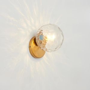 Subzonal-Moderne Applique Murale En Boule, Applique Murale En Verre, E27 Lampe Murale Intérieur Dore Pour Salon, Chambre, Couloir, Salle De Bain - Neuf