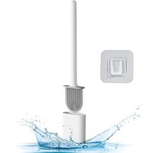 KGABERY-Brosse Wc,Balai Wc En Silicone,Brosse De Toilette Avec Support,Brosse De Toilette En Silicone,Brosse De Toilette,Brosse De Toilette En Silicone Avec Support Mural Et Support À Poser Au Sol - Neuf