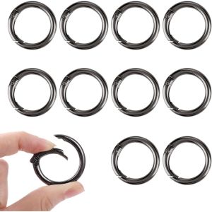 RFCBC-10 Pièces Mini Mousqueton Porte-Clés Petit Mousqueton Rond Porte-Clés 33 mm Aneau Fendu Joint Torique Métal Mousqueton Portefeuille Chaîne Clip Bricolage Porte-Clés Accessoires (Noir) - Neuf