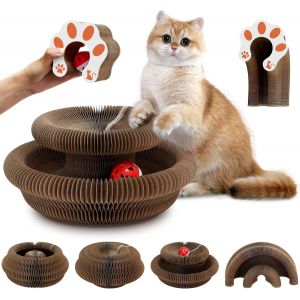 Cmws-Lot De 2 Planches À Gratter Pour Chat Magic Organe, Jouet Interactif Pliable Avec Boule De Clochette, Carton À Gratter Pour L'intérieur Et L'extérieur - Neuf