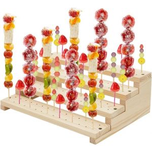 MEVRONISSHOP-120 Trous Presentoir Aperitif Buffet Support Buffet Support &agrave; Brochettes 4 Niveaux Pr&eacute;sentoir en bois pour f&ecirc;te Lollipop Brochettes, buffet, brochettes ap&eacute;ro, Desserts Fruits - Neuf