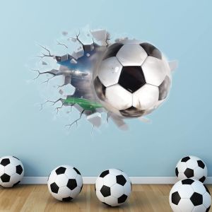 Stickers Muraux 3d Football,61x46cm,3d Sticker Mural De Salon,Poster Du Stade Chambre D'enfant,Autocollant Mural De Football Color&eacute; Chambre Gar&ccedil;on,Autocollant Muraux Chambre Couloir D&eacute;cor - Neuf