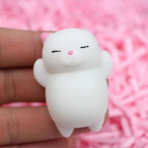 Mignon Dessin Animé Chat Spongieux Jouet Soulagement Du Stress Doux Mini Animal Squeeze Jouet Gift_White Oreille - Neuf