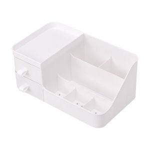 Rangement Maquillage, Organiseur De Cosmétiques Avec 2 Tiroirs, Boîte À Bijoux Et Support De Rangement Pour Cosmétiques, Blanc Polaire, Pour Salle De Bain Et Chambre À Coucher.-Générique - Neuf