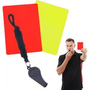Acdsgd-Lot De Cartes D'arbitre De Football, Cartes Rouges Et Jaunes Avec Sifflet D'arbitre Et Cordon &Agrave; Pipe, Outil D'arbitre Pour La Comp&eacute;tition (Rouge, Jaune) - Neuf
