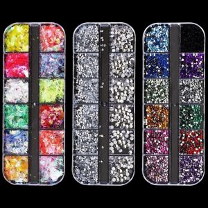 Kal-Bo&icirc;tes Strass Ongle Nail Art Cristal Strass Gemmes Diamants En &Agrave; Dos Plat, Cristal Strass Diamant Deco Bijoux Ongles Pour Nail Art, Pour Ongles/V&ecirc;tements/Visage - Neuf