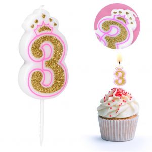 Hjlian Nouvelles Bougies D'anniversaire Pour Filles Et Enfants, Couronne De Fete, Sans Fumee, Bougies De Gateau, Chiffres De 0 A 8 Ans (3) - Neuf