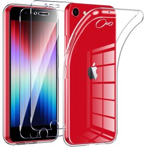 Maa-Coque Pour Iphone 8/7 / Se 2020 / Se 2022,Avec 2 Pièces Verre Trempé,Transparence Souple Tpu Étui Protection Pour Iphone 8/Iphone7,Bumper Housse Prévention Des Chutes,Anti- Rayures,Ultra Mince - Neuf