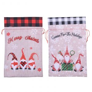 2pcs Cadeau De No&euml;l Sacs Avec Cordon De Serrage, De La Toile De Jute Naturelle De No&euml;l Sac De Santa Sac Sac Pour Les Cadeaux Personnalis&eacute;s De No&euml;l Pour Les Cadeaux Sac De Rangement, - Neuf