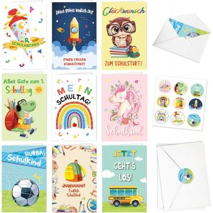 CHECARZHN--NO1-9 Pcs Cartes De V?ux Pour Écoliers Cartes D'Entrée À L'École, Cartes De V?ux De Rentrée Scolaire Licorne Football Cartable - Neuf