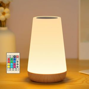 Kal-Lampe De Chevet Tactile À Intensité Variable Avec Télécommande, Lampe De Table Led Sans Fil Avec 13 Couleurs Et 4 Modes, Veilleuse Pour Bébé, Rechargeable Par Usb, Avec 5 Niveaux De Luminosité - Neuf