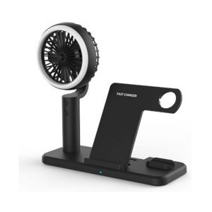 Chargeur Sans Fil Pliable 3 En 1 Et Ventilateur Portatif Pour T&eacute;l&eacute;phones Portables - Neuf