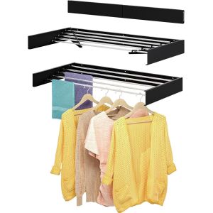 &Eacute;tendoir Mural r&eacute;tractable et Pliable Espace Efficace et PolyvalentCharge 30 kg Design Moderne(80 cmBlanc) - - Neuf