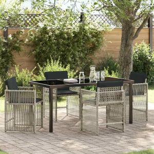 Vidaxl Ensemble De Salle &Agrave; Manger Pour Jardin 5 Pcs Gris Clair - Neuf
