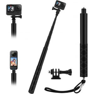 JGD-Perche &agrave; Selfie 150cm pour GoPro Insta360, Extensible Poign&eacute;e Vlog Portable Selfie Monopode Accessoires pour Cam&eacute;ra GoPro Hero 13 12 11 10 9 8 7 6 Black insta360 X5 X4 DJI Osmo Pocket 3 - Neuf