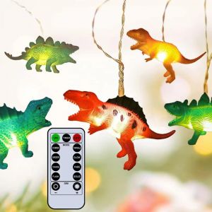 KAL-Guirlande Lumineuse Led Dinosaure, 2M 10Led Jouet Super Amusant Guirlande Chambre Enfant Avec Télécommande, À Piles Pour Décoration Intérieure Extérieure Chambre D'Enfant - Neuf