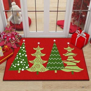 Paillasson De Noël, Tapis De Sol De Noël, Tapis De Bain Antidérapant, Tapis D'entrée De Noël, Paillasson Absorbant, Tapis Décoratif De Noël, Tapis À Motifs De Noël Pour Salon, Chambre, Couloir-18 - Neuf