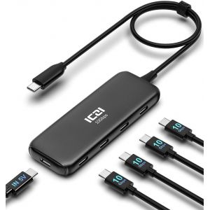 KAL-Adaptateur Usb C,Usb C Vers 4 Ports Usb C 10 Gbit/S,Adaptateur Multiport Usb C Alimenté Compatible Avec Macbook¿Impossible De Se Connecter À L'Écran Et Impossible De Charger L'Ordinateur¿ - Neuf