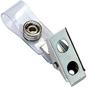 100 pinces &agrave; badge en m&eacute;tal avec lani&egrave;res en PVC transparent pour cartes d'identit&eacute; - Neuf