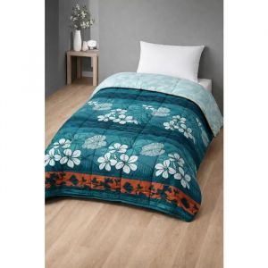 Couette Chaude Imprim&eacute; V&eacute;g&eacute;tal / Plumes Vert - 1 Personne 140 X 200 - Sp&eacute;cial Hiver - Mortreux - Neuf