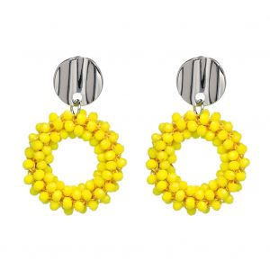 Boucles D'oreilles A Tige En Alliage Delicat Pour Femme, Motif Geometrique En Diamant, Accessoire De Bijouterie (Jaune) - Neuf