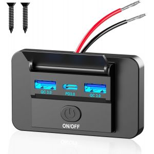 Prise De Chargeur De Voiture 12v72w[Pd & Dual Quick Charge 3.0]Adaptateur Prise Usb Encastrable De Panneau Avec Interrupteur Charge Rapide Pour 12v/24v Camping-Car, Marine, Camio[Ven8811316] - Neuf