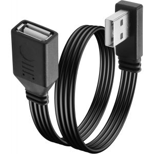 JGD-C&acirc;ble USB 2.0 &agrave; 90 degr&eacute;s C&acirc;ble Plat Court USB A m&acirc;le vers Femelle Prise en Charge de la Charge/du Transfert C&acirc;ble d'extension pour Ordinateur Portable,cl&eacute; USB-30cm(Angle Gauche) - Neuf