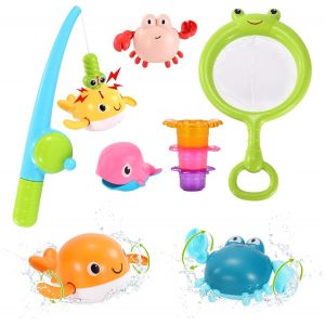 KAL-Jouet De Bain Bébé, 10 Pièces Jeu De Pêche Magnétique Avec Filet, Jouets Flottants Jeux Éducatif Cadeaux Pour Tout-Petits Enfants Garçons Et Filles 2 3 4 5 6+ Ans - Neuf