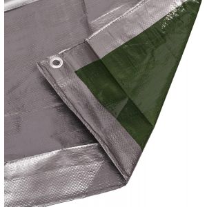 Checarzhn--No1-Bâche Universelle Imperméable 2 X 3 M - Argentée - Toile 120 G/M² - Bâche De Protection Pour Meubles De Jardin Et Bois - Résistant Aux Moisissures - Bâche Avec Oeillets En Aluminium - Neuf