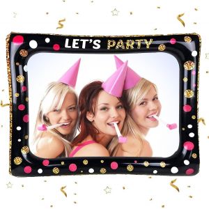Checarzhn--No1-Photo Booth Avec Cadre,Cadre Photo Gonflable Noir,Accessoires Photobooth Anniversaire,Kit Photobooth Anniversaire,D'anniversaire Cadre,Gonflable Cadre Photo,Pour Décoration De Fête,Fêt - Neuf