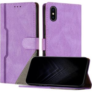 Kal-Étui Pour Iphone Xs Max (6,5 Pouce), Housse En Cuir Pu Avec [Protection Antichoc Tpu] [Fonction Support] [Porte-Cartes ] Antichoc Magnétique Coque Pour Iphone Xs Max - Violet - Neuf