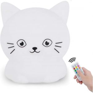 Chaton Veilleuse Enfants - Veilleuse En Silicone Pour Bébé, Lampe De Chevet Lumières De La Chambre - Convient Aux Tout-Petits/Garçons/Filles/Lève/Aîné/Chambres/Extérieur/Camping/Cadeaux - Moyen - Neuf