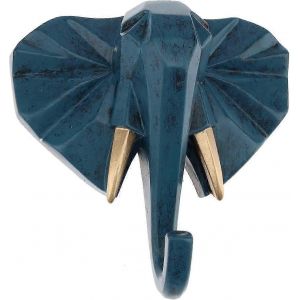 Style nordique cr&eacute;atif maison salon dressing d&eacute;coration animal crochet bleu t&ecirc;te d'&eacute;l&eacute;phant r&eacute;sine cl&eacute; foulard porte-manteau - Neuf