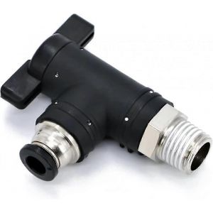 Connecteur de tuyau d'air de 6 mm et filetage de 1/4 de pouce,connecteur pneumatique,vanne de contr&ocirc;le du d&eacute;bit d'air &agrave; angle droit noir - Neuf