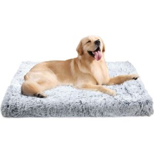 Matelas Moelleux Lavable Avec Fond Antid&eacute;rapant - Coussin Anti-Anxi&eacute;t&eacute; Pour Chiens De Tr&egrave;s Grande Taille - Gris,100x60cm - Neuf