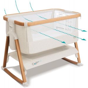 Subzonal-Cozee Air Berceau B&eacute;b&eacute; & Lit Cododo - Lit B&eacute;b&eacute; Bascule Pliable Avec Sac De Transport - Matelas Deluxe Respirant & 6 Hauteurs R&eacute;glables - 0-6 Mois (Noyer & &Eacute;cru) - Neuf