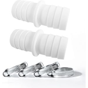 Norma Lot de 2 raccords de tuyau Ø 32 mm pour piscine + 4 colliers de serrage universels en acier inoxydable 1 1/4""-Double embout de tuyau - Neuf