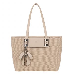 Sac Cabas pour Femme Texturé Embossé à Effet Tressé avec N?ud et Grande Anses Gallantry Taupe - Neuf